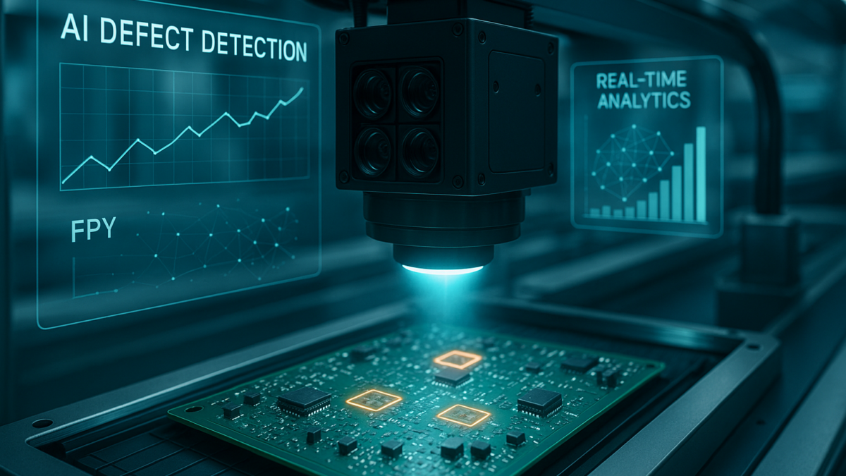 AI visual inspection system analyzing a PCB